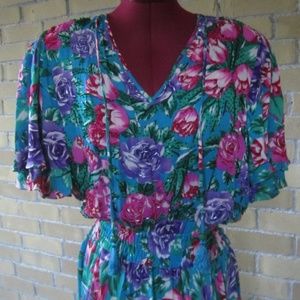 Vintage Diane Freis silk floral dress M/L